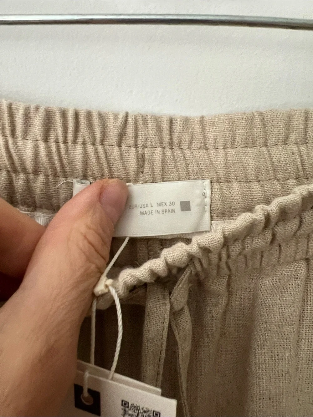 Zara Beige Straight-Leg Drawstring Pants